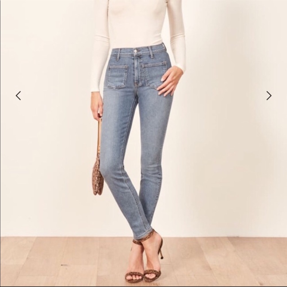 Reformation High Skinny Crop Patch Pockets Jeans